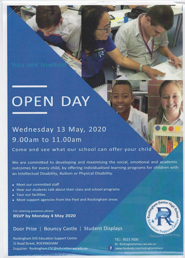 Open Day flyer | Rockinhgam Senior High School ESC